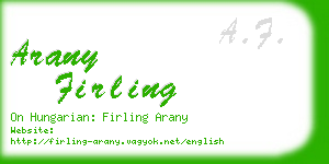 arany firling business card